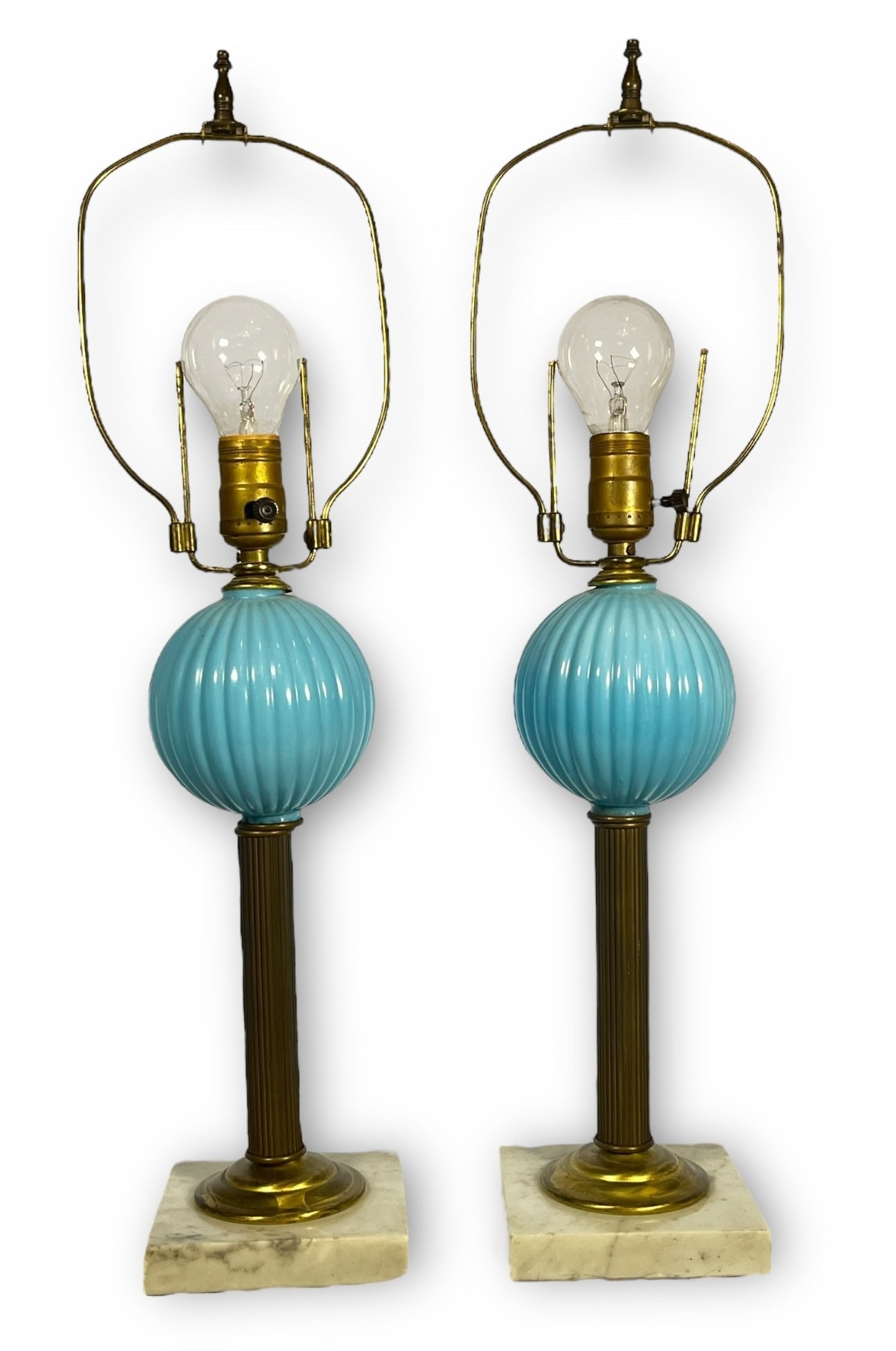 Pair Lightning Rod Globe Style Traditional Italian Lamps (1 of 4)