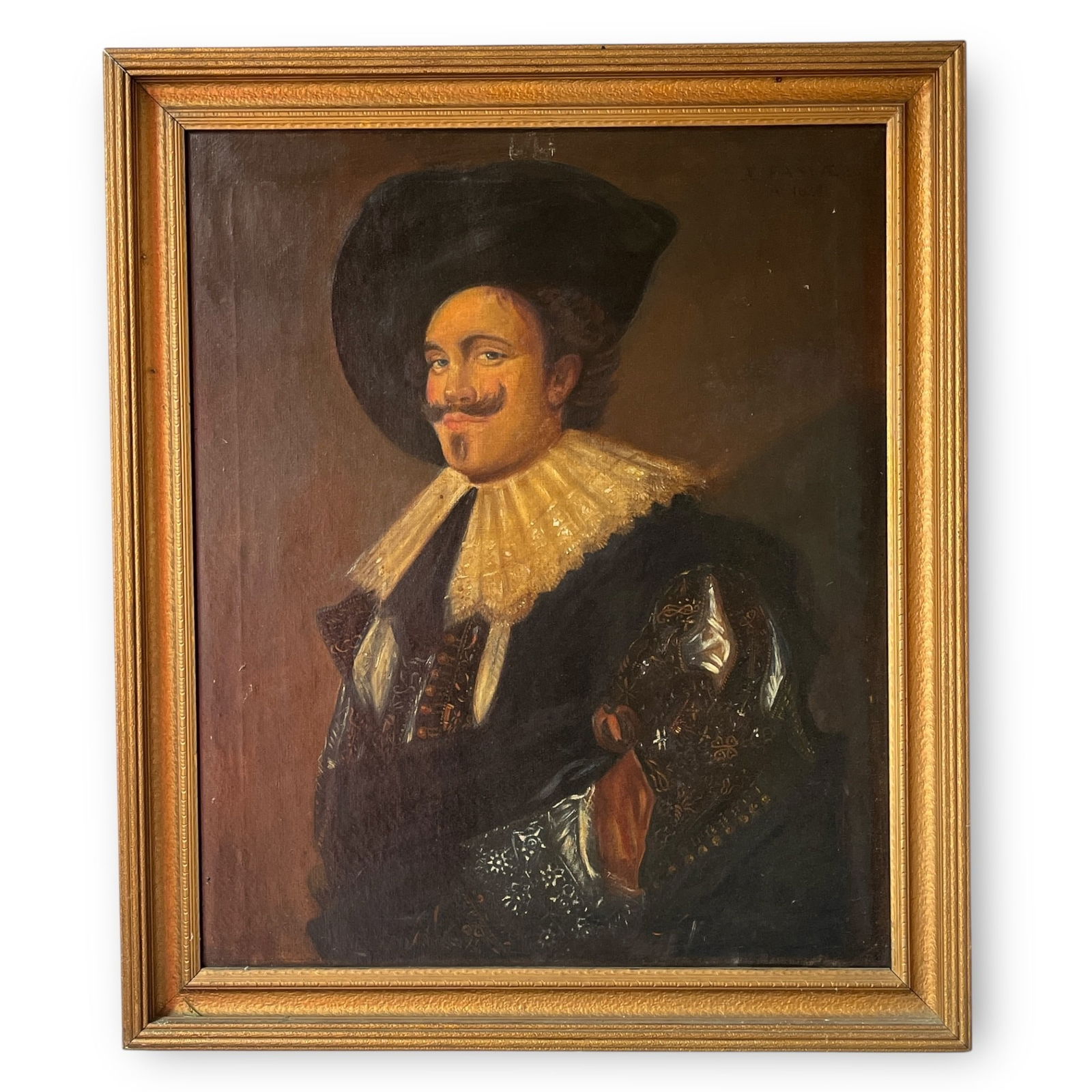 "The Laughing Cavalier" Oil on Canvas Portrait IMO FRANS HALS: 39.75" H x 33.75" W x 1.75" D in the frame