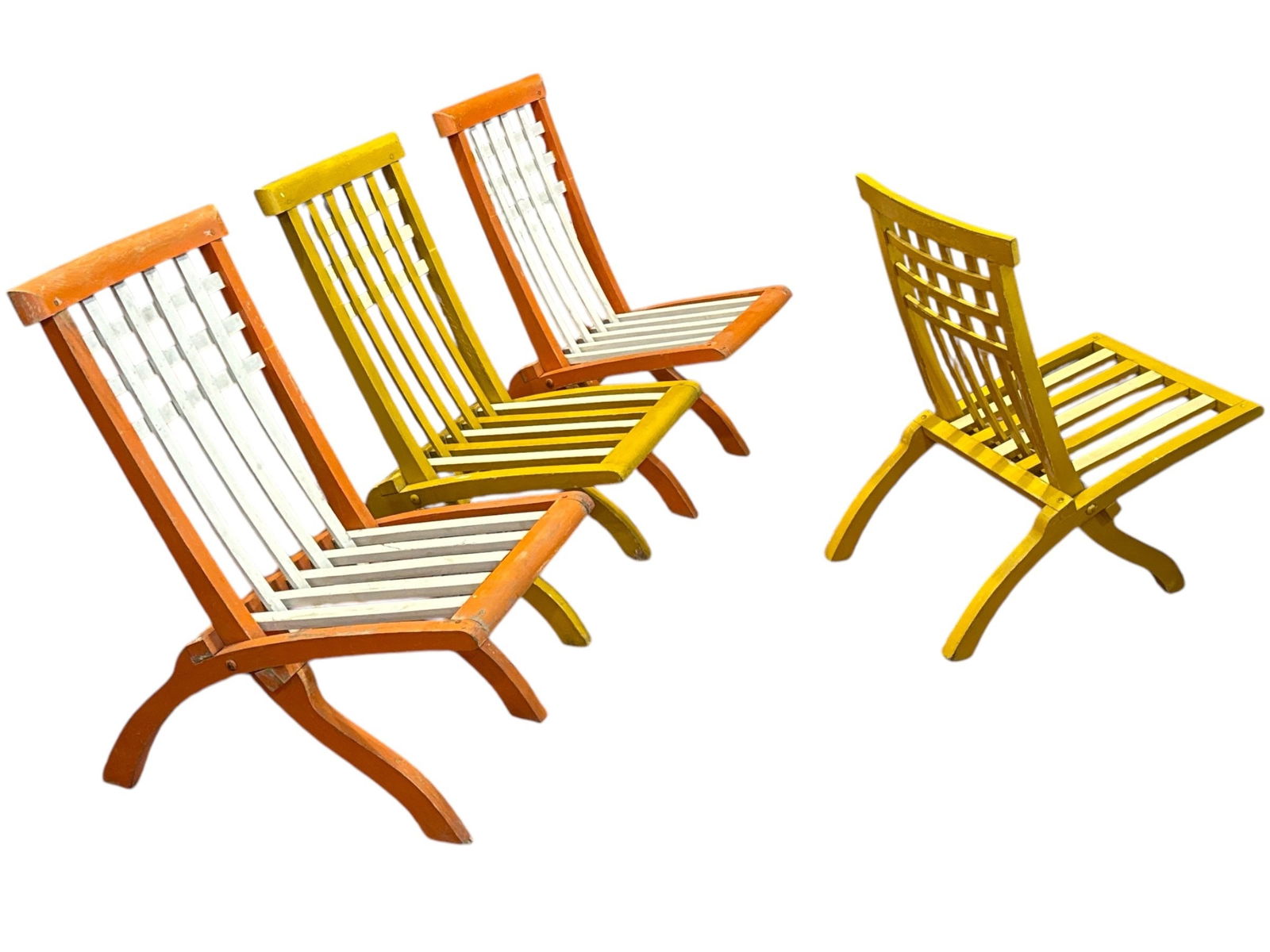 Rare, ROBERT MALLET STEVENS & PIERRE DARIEL Folding Chair, Set of 4: Art Deco Robert Mallet Stevens Folding Chairs, produced by Pierre Dariel circa 1920s/1930s. 30" H to back x 15" H to seat x 16.5" W x 24" D.