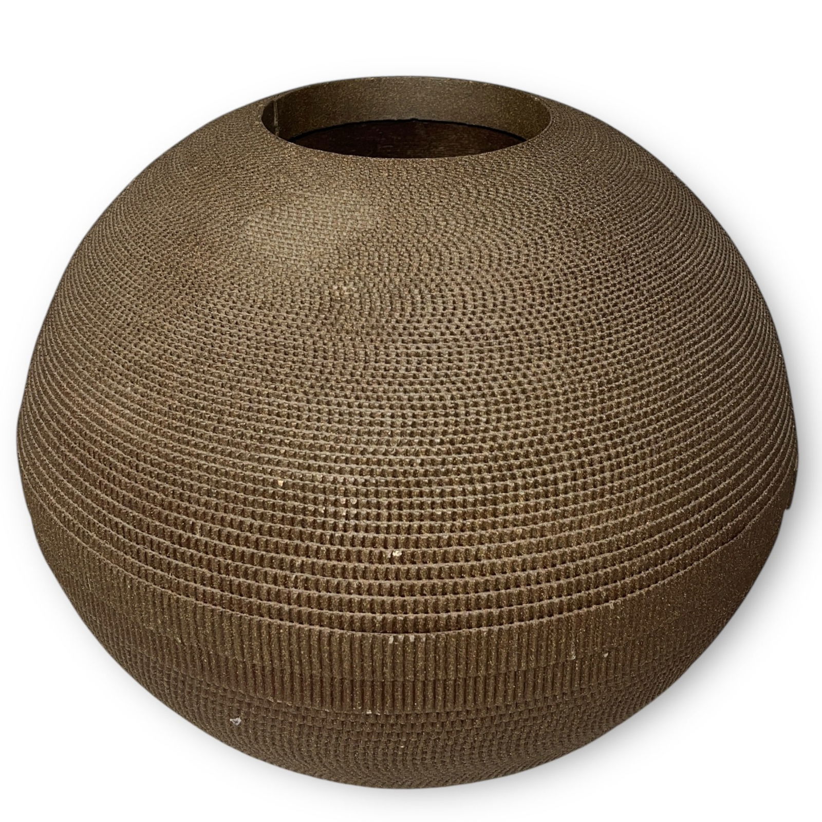 A Post Modern Corrugated Cardboard Vase, FLUTE CHICAGO: Does not retain label, measures 11" H x 13" DIA overall.