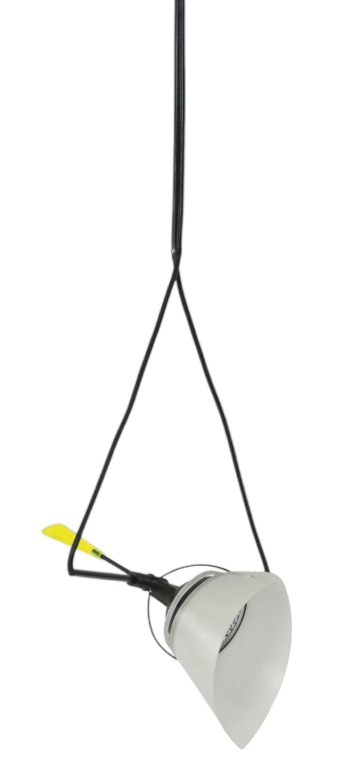 An INGO MAURER Pendant Lamp, "Little Black Nothing": New old stock, appears to have never been used and is still in original box. Shade of the fixture itself measures 3.5" x 2.5". Box measures 3.5" x 10" x 10.5".