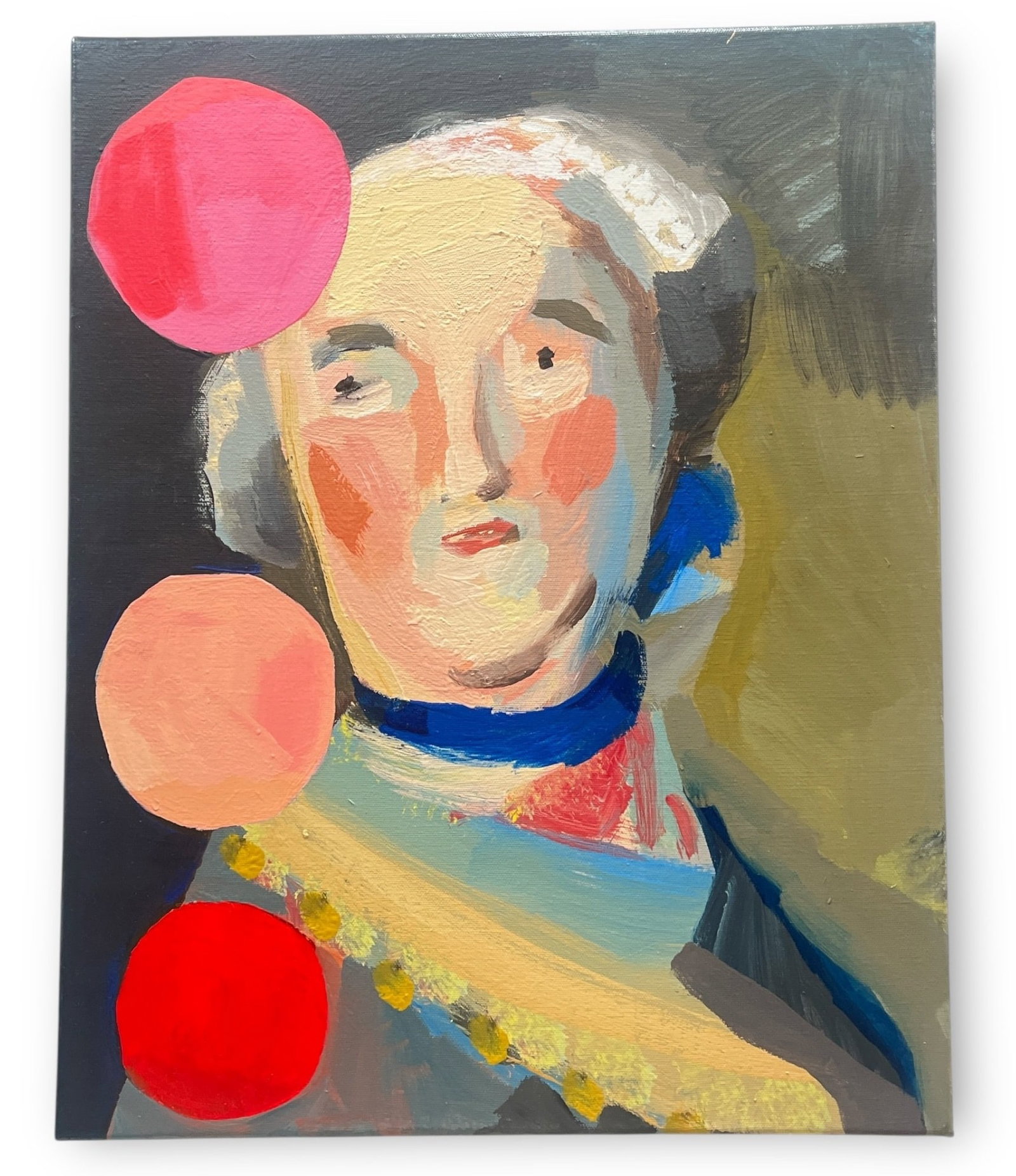 A BRIAN OVERLEY Acrylic on Canvas, "French Painting": Measures 20" x 16". Signed and dated en verso.