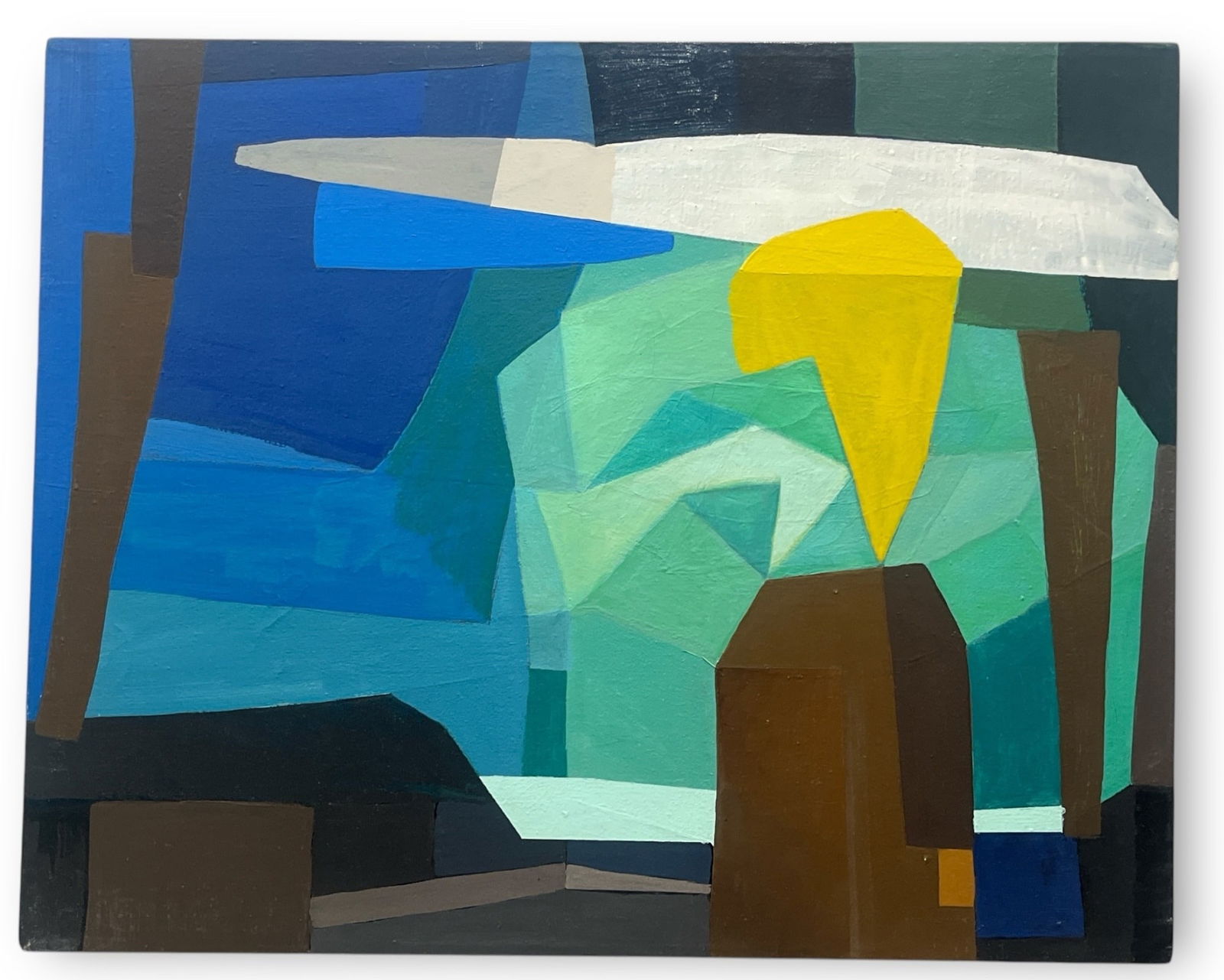 A BRIAN OVERLEY Abstract Acrylic on Canvas, "Lake House With Wisteria" (1 of 4)