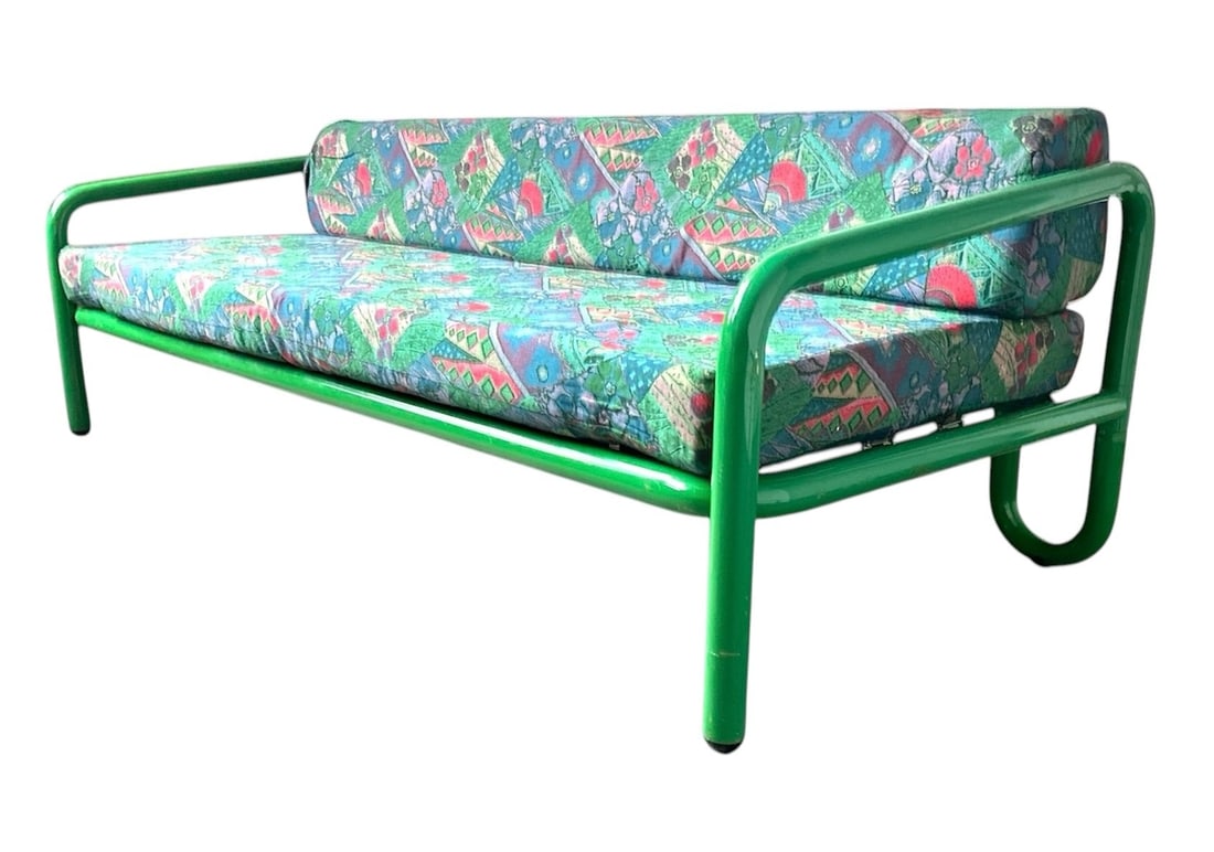 MANIFATTURA ITALIANA Tubular Sofa: 27" H to top of back cushion x 16" H to seat x 80" W x 34' D