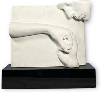 A Post Modern Sculpture "Goodnight Kiss" by JOHN CUTRONE: 14.25" H x 15" W x 3.5" D.