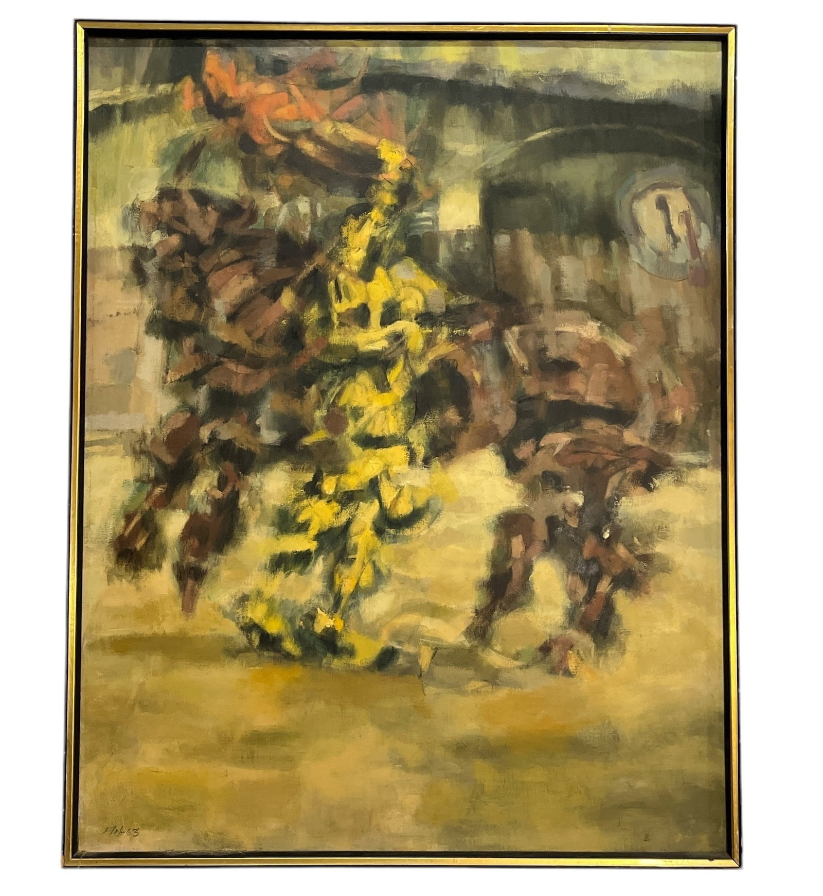 ROBERT APPEL "Afarolado" Mid Century Oil on Canvas, 1963: Signed and dated February 3rd, 1963. 39" x 31" x 2".