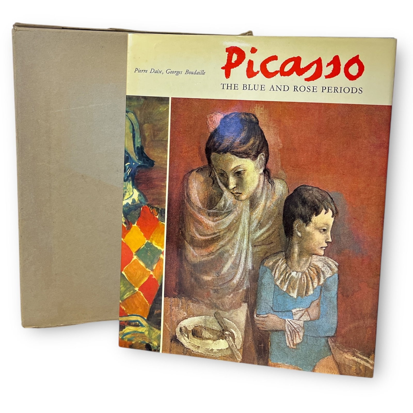 PICASSO "The Blue and Rose Periods" by Pierre Daix and George Boudaille: Second edition, retains original box for purchase. Book features Picasso prints that have been affixed to the pages- see photos. 13" H x 10" W x 2" D.
