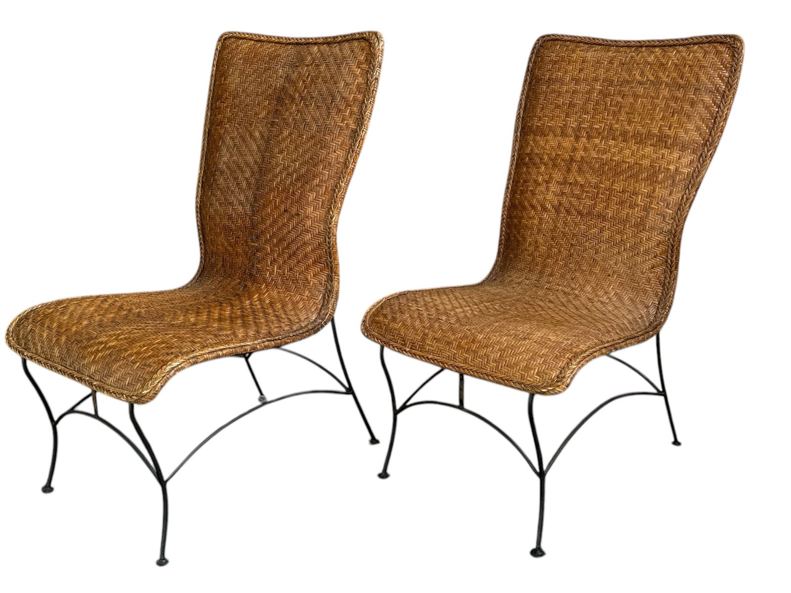 Bentwood, Wicker & Iron Accent Chairs, Pair (1 of 6)