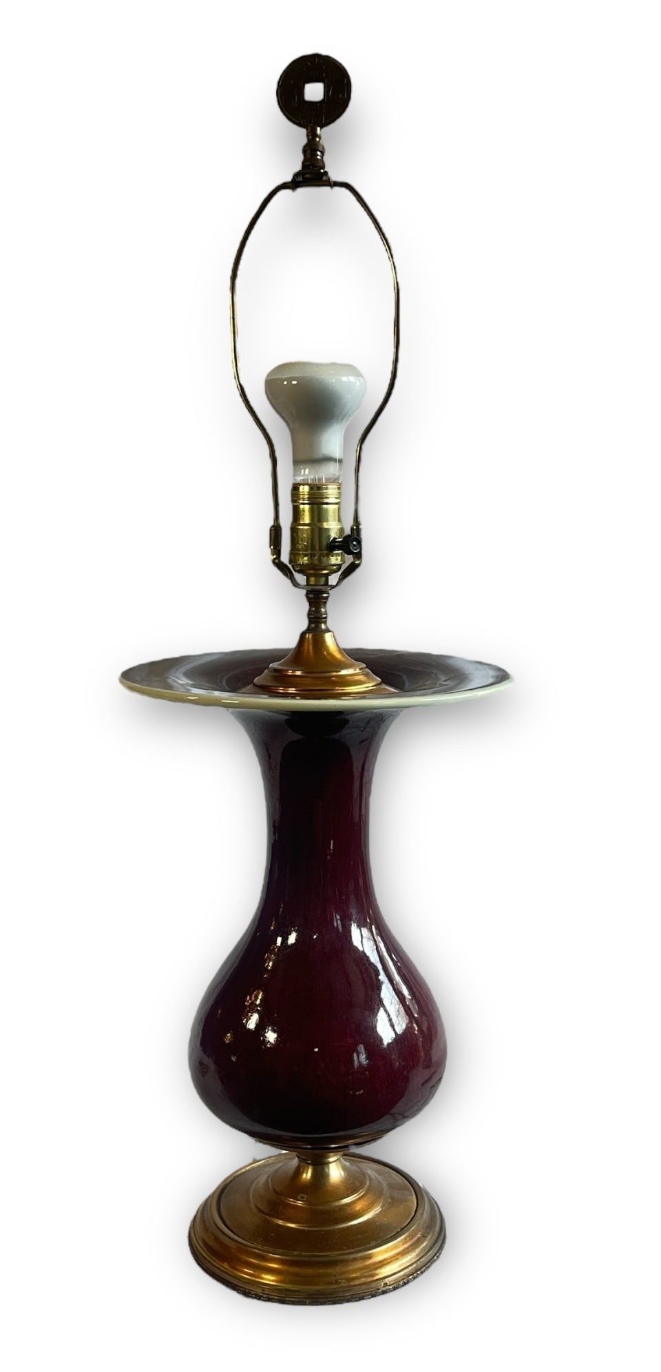 A Chinese Oxblood Red Porcelain and Brass Table Lamp (1 of 4)