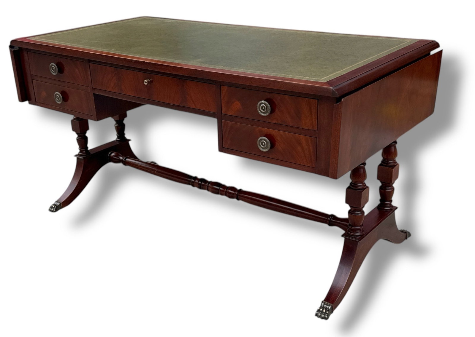 Classic Mahogany Leather Top Drop Leaf Desk (1 of 8)