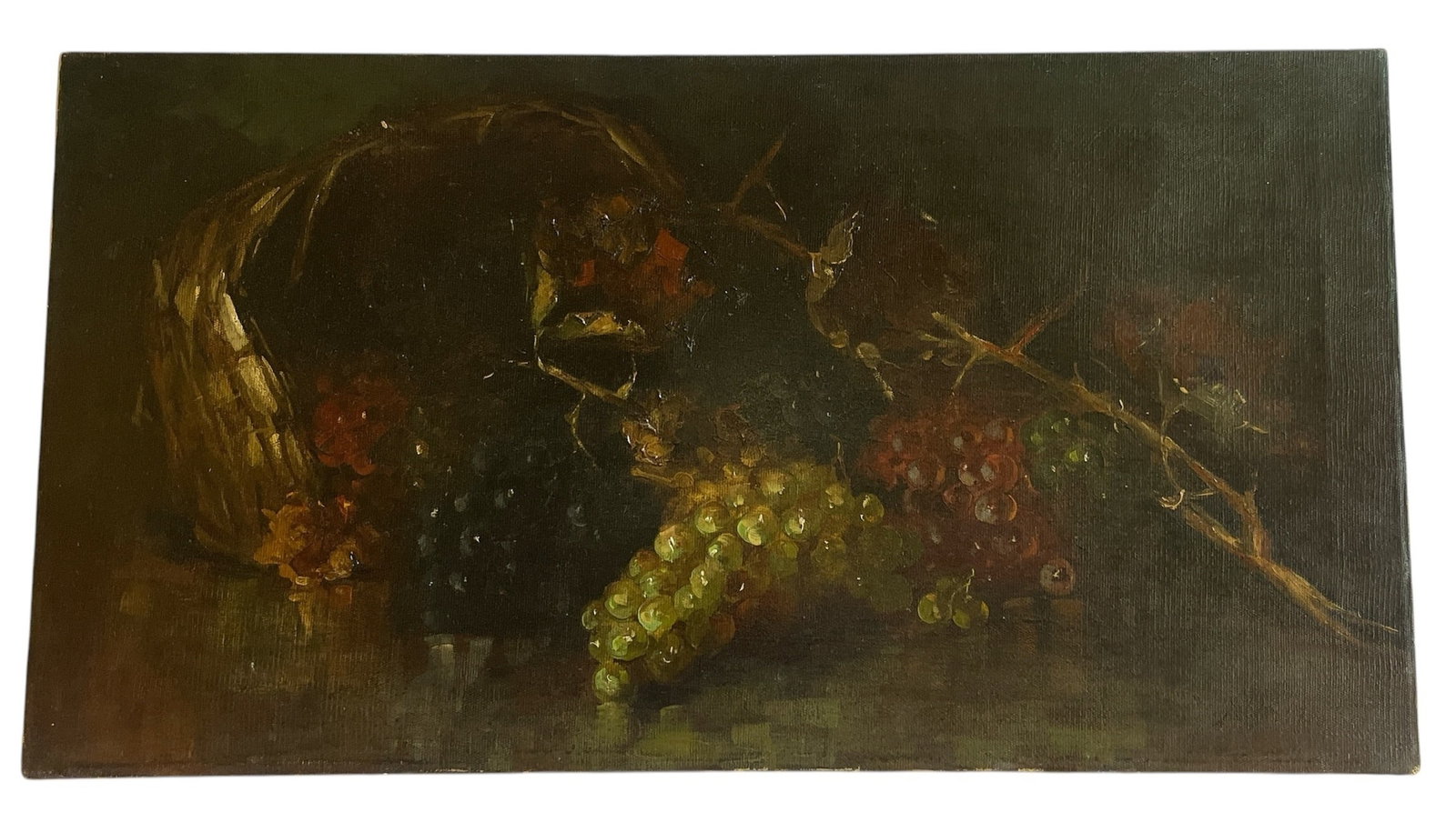 A Signed Oil on Canvas Grape Still Life, A. HILL: 16.5" x 30.5" x 1" D. Signed in the lower right corner.