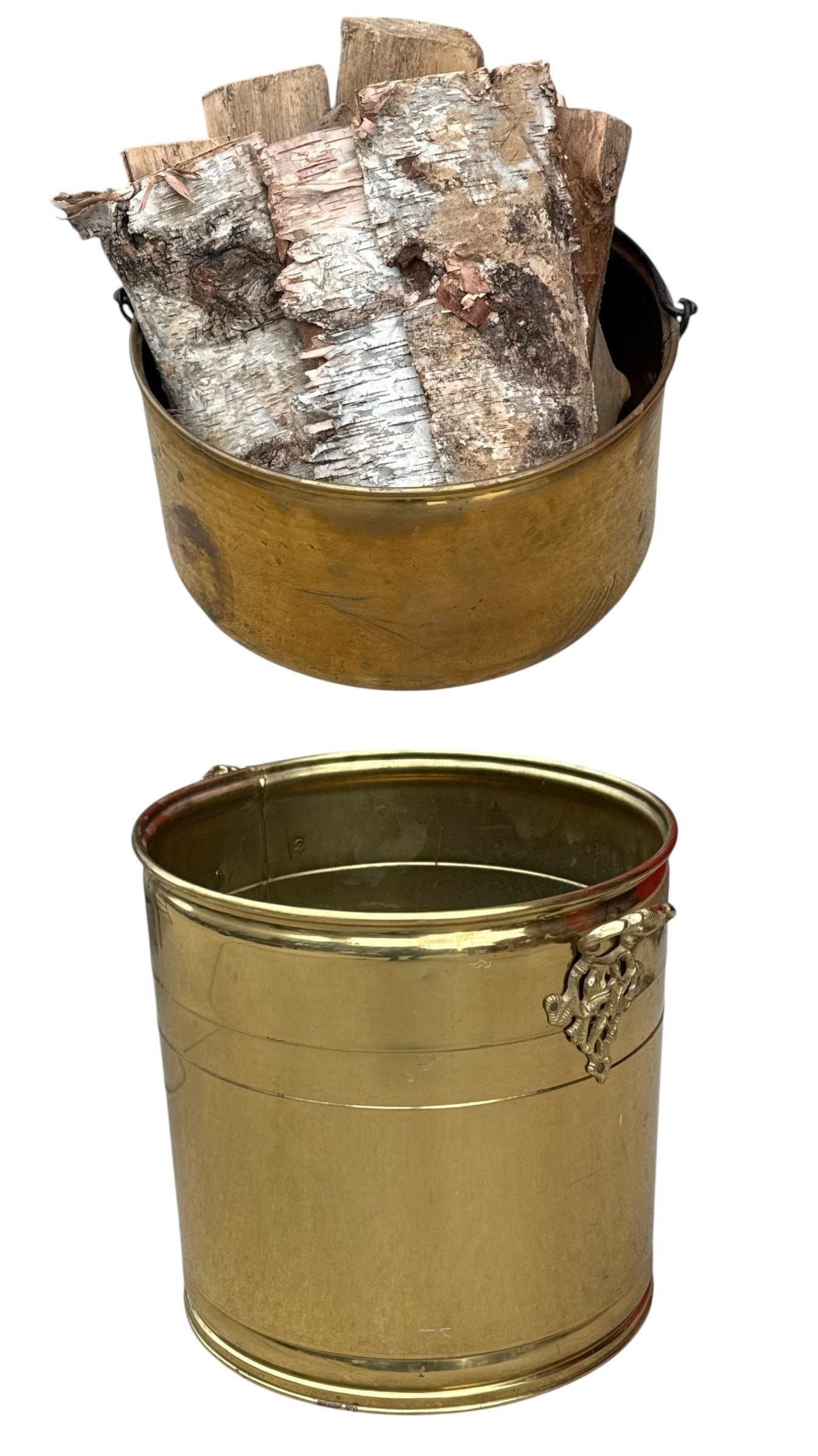 Two Vintage Brass Firewood Baskets (1 of 4)