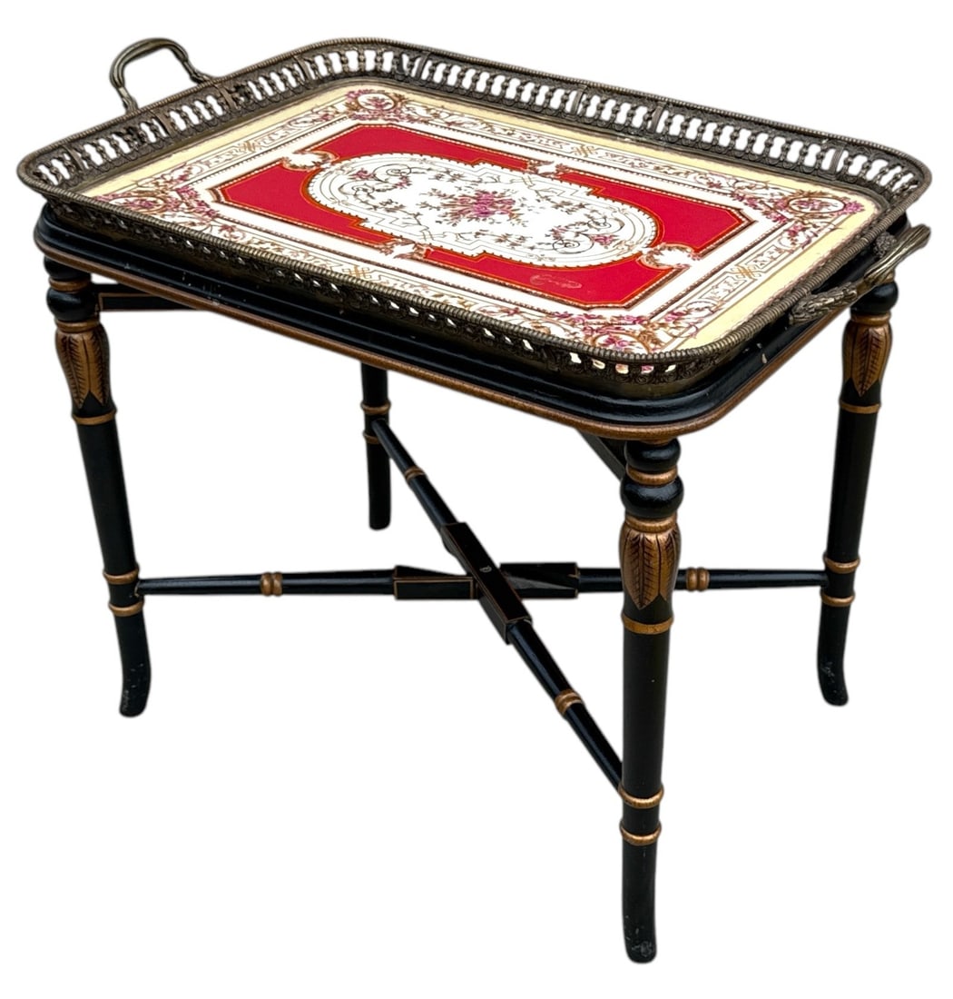 Vintage Chinoiserie Porcelain Top Tea Table (1 of 5)