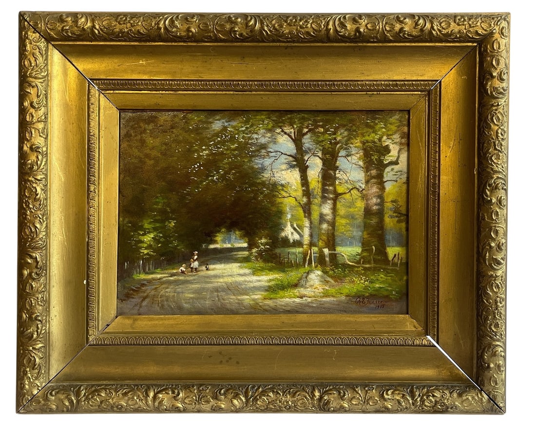 A 1915 Oil on Board Forest Scene, R.B. FINSER (1 of 6)