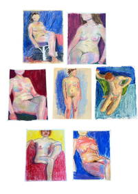 A Large Assortment of Art School Oil Pastel Nudes (1 of 8)