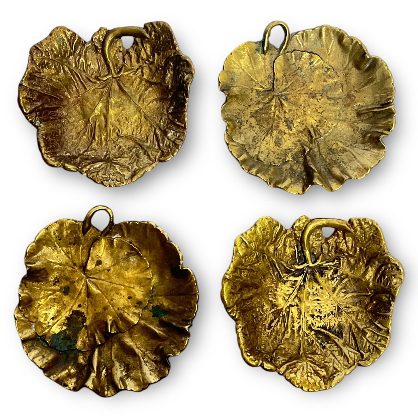 A Set of Four "Geranium" by CAMBRON Brass Leaf Plates (1 of 3)