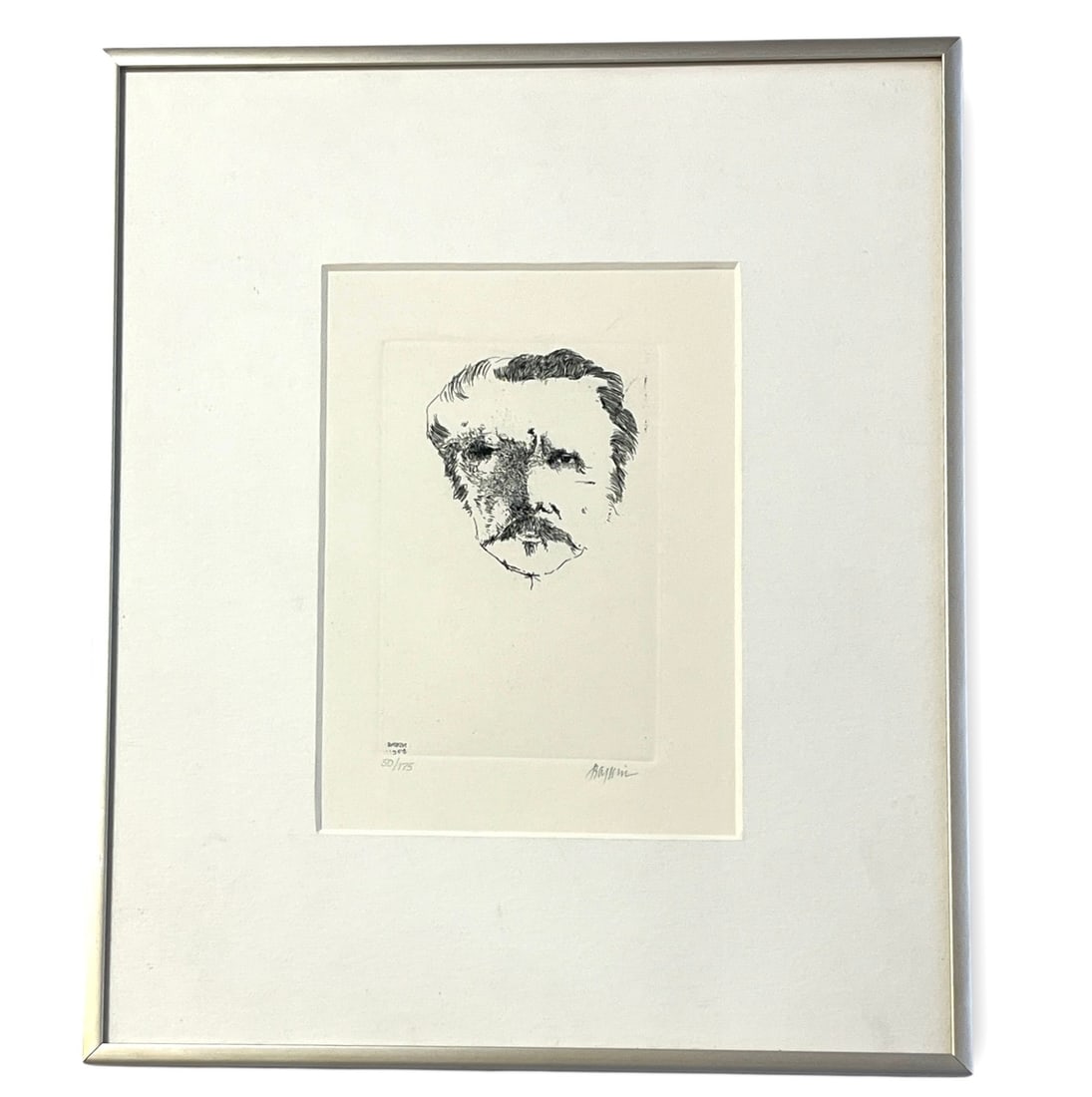 Signed LEONARD BASKIN "Eugene Carriere" Vintage Framed Print (1 of 5)