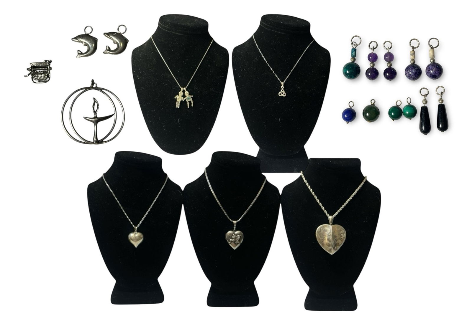 A Collection of Sterling Silver Necklace Chains and Pendants (1 of 8)