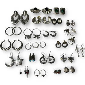 A Large Collection of Mostly Sterling Silver, Malachite, Turquoise Earrings (1 of 4)