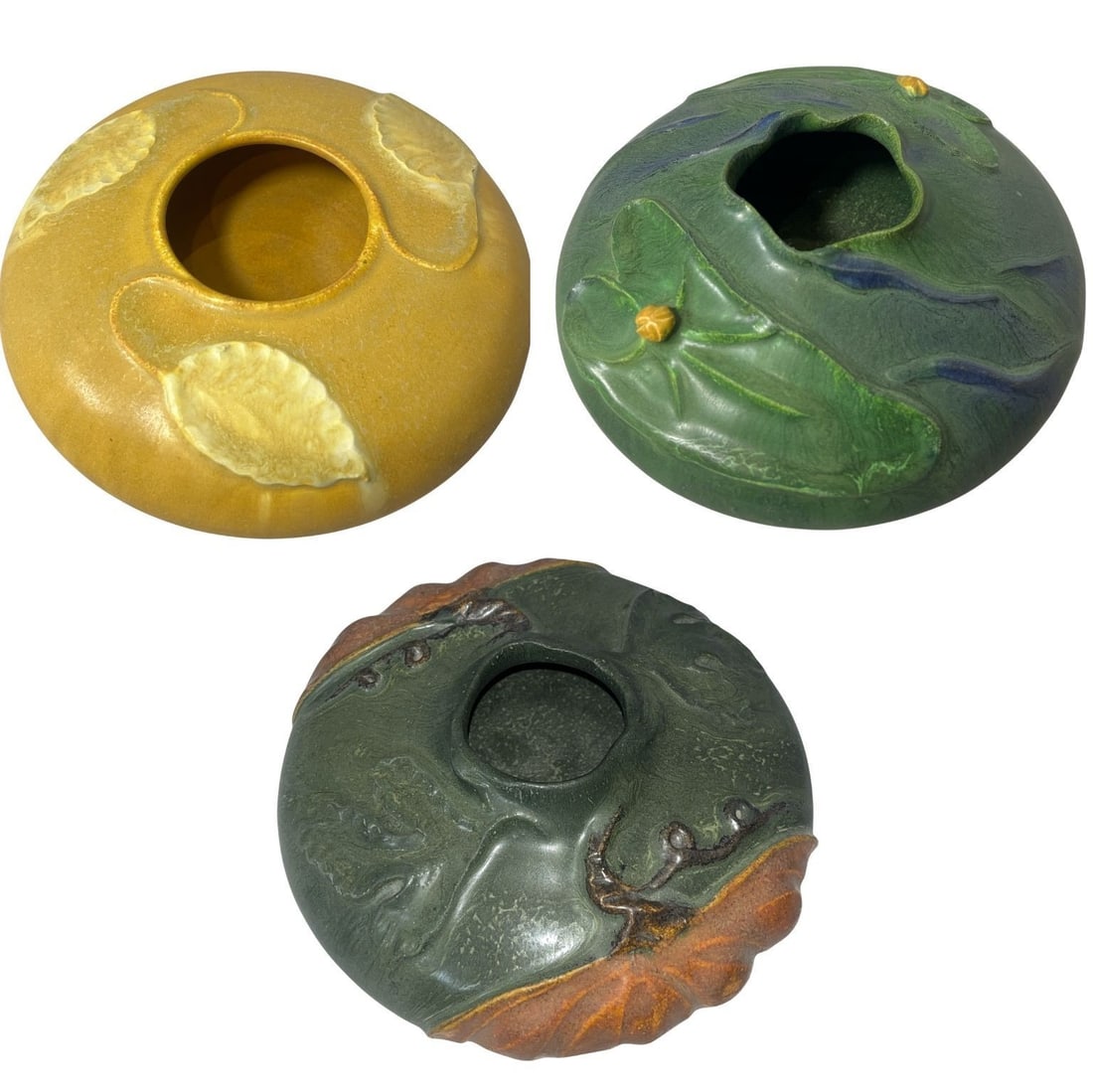 Three EPHRAIM FAIENCE Low Vases (1 of 10)