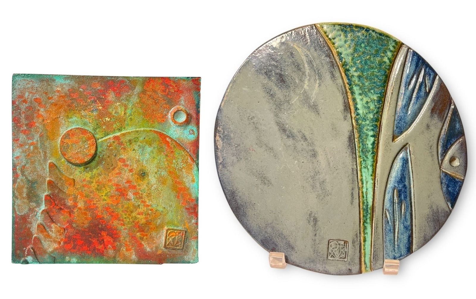 Two PAOLO SOLERI Architectural Tiles (1 of 4)