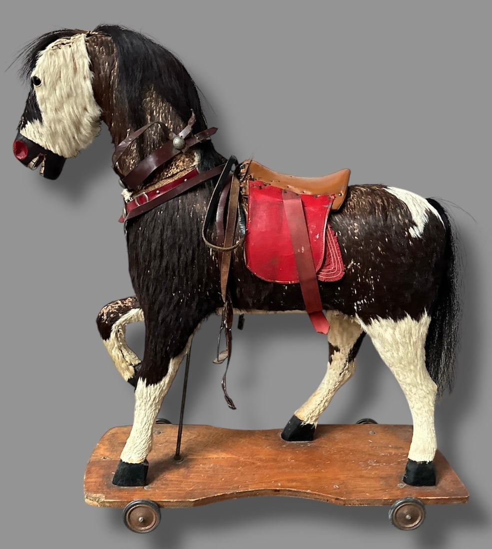 19th C Child's Pull Toy Horse, Small Pony Size (1 of 5)