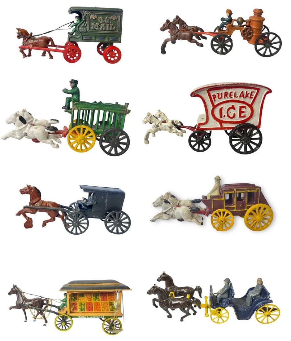 An Assortment of Vintage Cast Iron Horse and Buggy Toys (1 of 9)