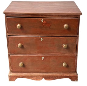 A Painted Red Pine Chest of Drawers