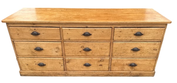 A Swedish Pine General Store Counter / Bank of Drawers