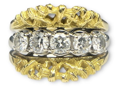 An 18k Gold and Diamond Stacked Ring