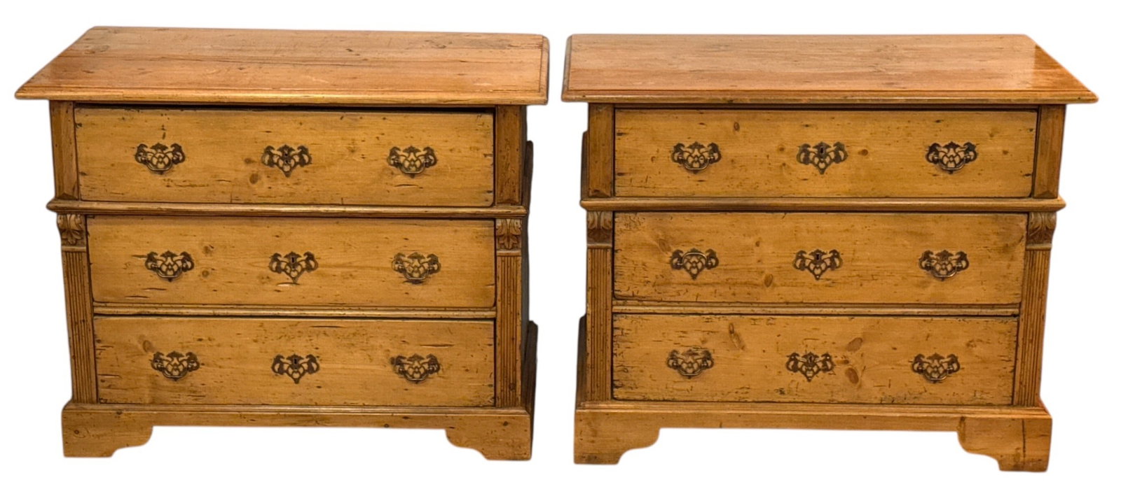 Rare Pair of European Pine Chest of Drawer Nightstands. (1 of 7)