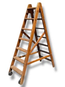 A 19th C. French Pine Library Step Ladder