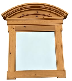 A Large Arched European Pine Wall Mirror