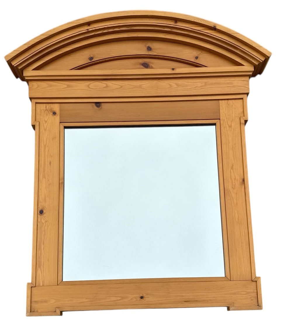 A Large Arched European Pine Wall Mirror (1 of 5)