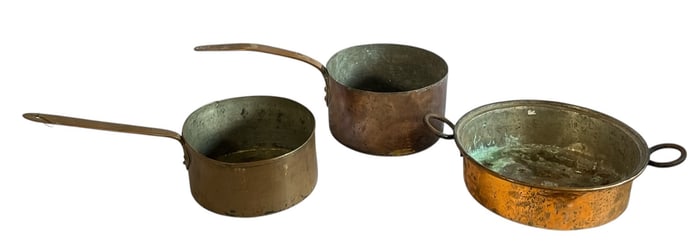 Three Early French Copper Pots