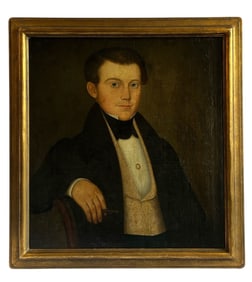 A 19th C. Portrait of Man with Cigar Oil on Canvas