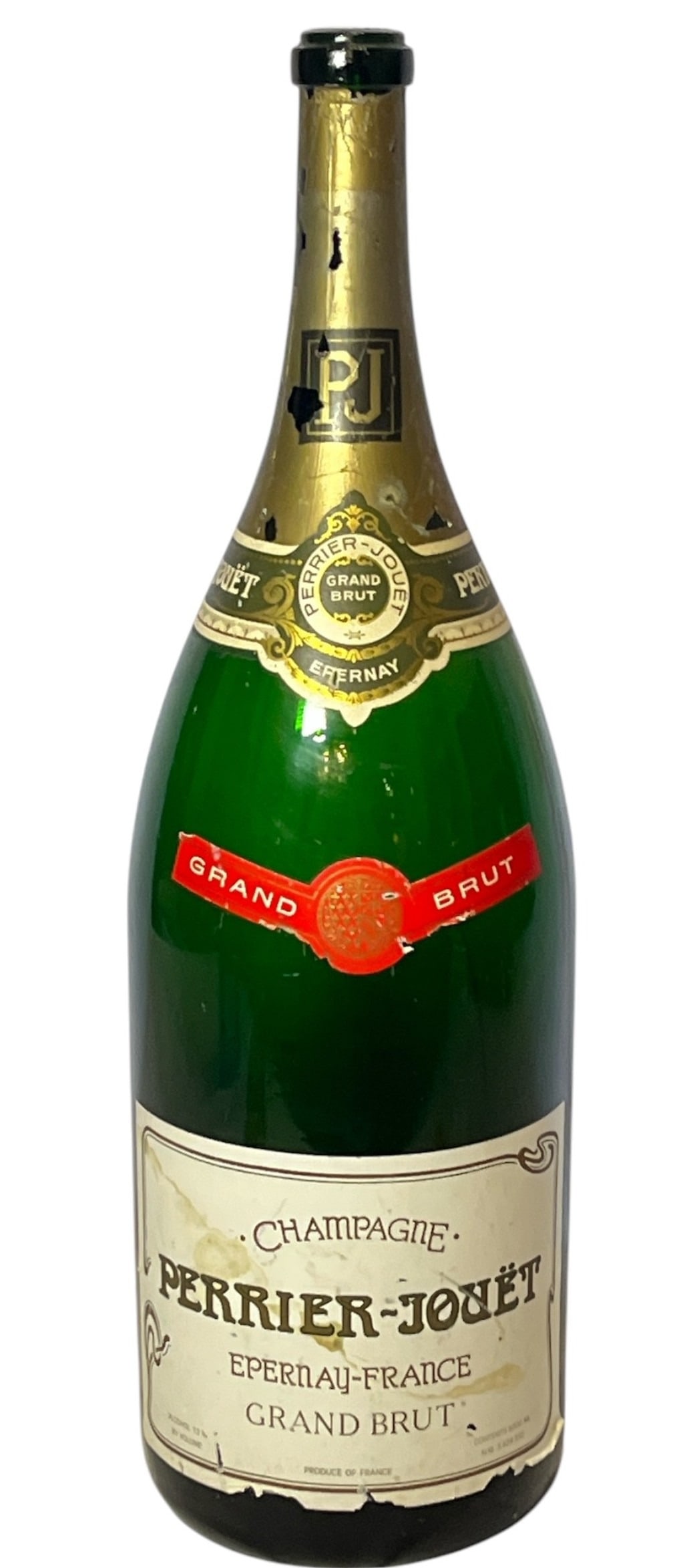 Vintage French Champagne Advertisement Display Bottle: 23" H x 7" overall DIA. Pierre Jouet Grand Brut.