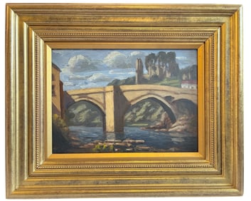 Oil Painting in Gold Frame Signed "JB" Bridge