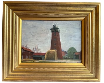 Oil Painting in Gold Frame of Lighthouse "JB"