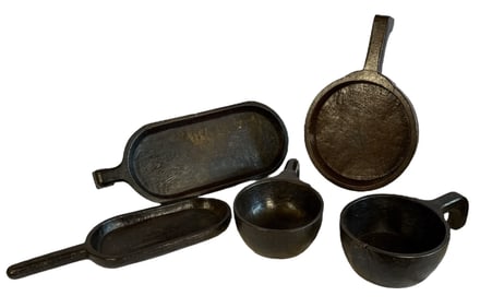 Collection European Dark Wood Dough Bowls and Trays