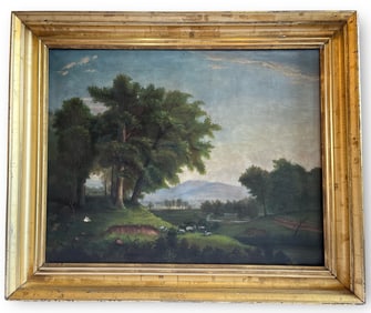A 19th C. Pastoral Landscape Oil on Canvas