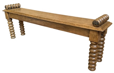 An Antique English Bobbin Hall Bench