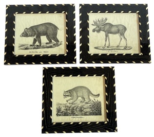 Set of Three 19th C German Book Plate Etchings, Animals
