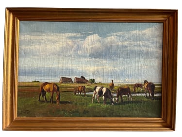 NILS H. CHRISTIANSEN, Oil Painting of Horses