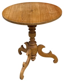 An Early Pine Pedestal Side Table