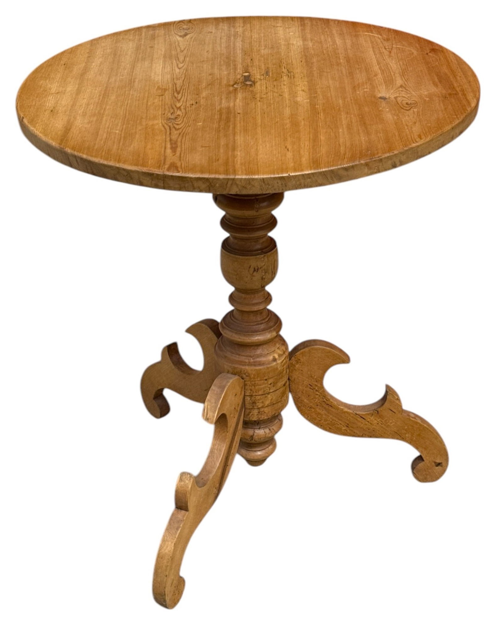 An Early Pine Pedestal Side Table (1 of 4)