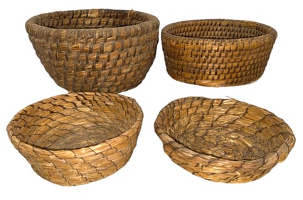 Collection 19th C. Rye Straw Coil Baskets