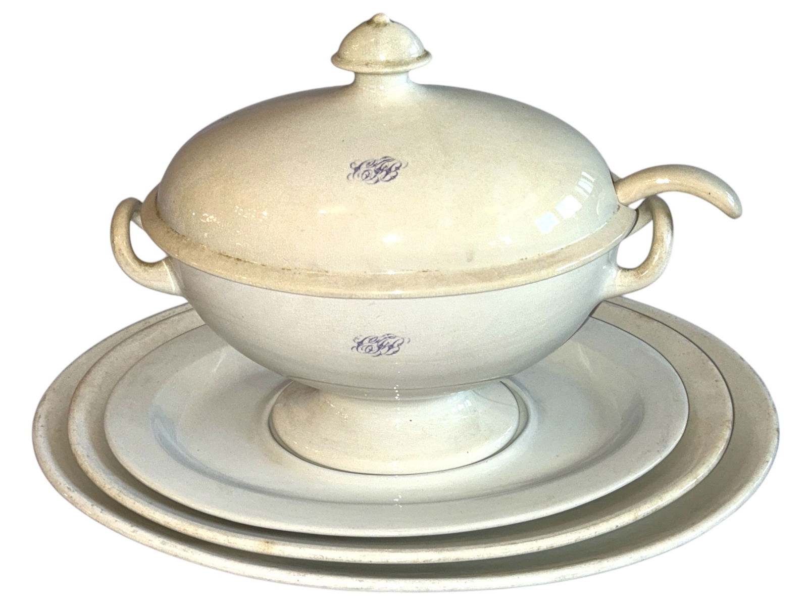 Collection Four White Ironstone Serving Trays and Soup Tureen (1 of 5)