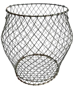 An Industrial Style Wire Wastebasket