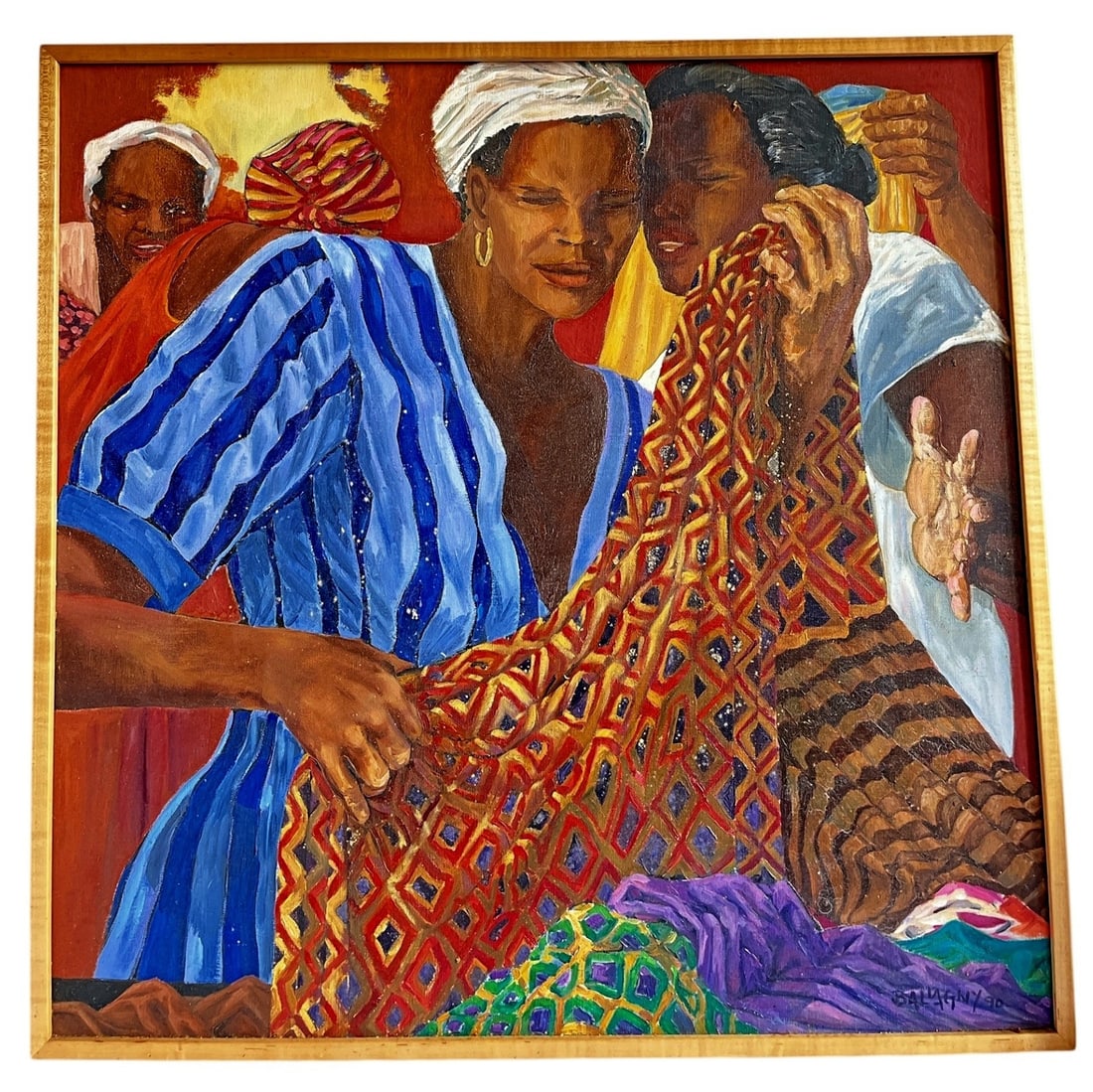JEAN PIERRE BALLAGNY Oil on Canvas 1990: 29.25" x 29.25". St Bart artist.